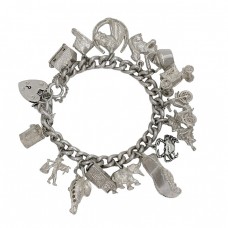 Brațară Victorian Revival din argint accesorizată cu 16 charmuri | Marea Britanie anul 1974 Brațară Victorian Revival din argint accesorizată cu 16 charmuri | Marea Britanie anul 1974