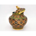 Urnă din bronz emailat cloisonne și aurit dore | Foo Dog Ginger Jar | perioadă Chiang Kai - China cca.1940