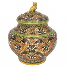 Urnă din bronz emailat cloisonne și aurit dore | Foo Dog Ginger Jar | perioadă Chiang Kai - China cca.1940 Urnă din bronz emailat cloisonne și aurit dore | Foo Dog Ginger Jar | perioadă Chiang Kai - China cca.1940