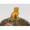 Urnă chinezescă din bronz emailat cloisonne și aurit dore | Foo Dog Ginger Jar | perioadă Chaing Kai cca 1940