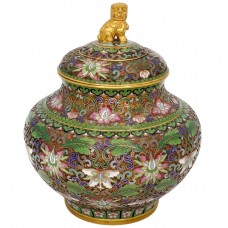 Urnă chinezescă din bronz emailat cloisonne și aurit dore | Foo Dog Ginger Jar | perioadă Chaing Kai cca 1940 Urnă chinezescă din bronz emailat cloisonne și aurit dore | Foo Dog Ginger Jar | perioadă Chaing Kai cca 1940