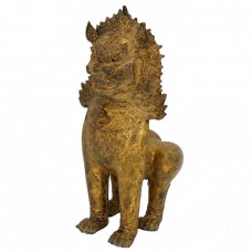 Veche statuetă khmeră Leu Gardian Singha din bronz patinat | Isan - Thailanda secol XIX  Veche statuetă khmeră Leu Gardian Singha din bronz patinat | Isan - Thailanda secol XIX
