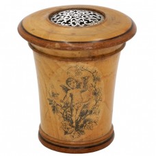 Cutie victoriană pentru frunze de ceai din lemn gravat cu tus  și argint | Marea Britanie cca. 1850 Cutie victoriană pentru frunze de ceai din lemn gravat cu tus  și argint | Marea Britanie cca. 1850