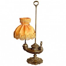 Veioză vintage din aliaj de bronz patinat inedit stilizată sub forma unui opaiț cu bufniță | Franța cca.1940 Veioză vintage din aliaj de bronz patinat inedit stilizată sub forma unui opaiț cu bufniță | Franța cca.1940