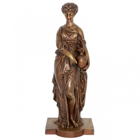 Sculptură bronz Paul Duboy ( 1830 - 1887 ) " Fecioară cu struguri " | Franța cca.1870 