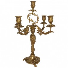 Impozant sfeșnic Rococo din bronz patinat dore | Franța cca. 1900 - 1920 Impozant sfeșnic Rococo din bronz patinat dore | Franța cca. 1900 - 1920