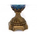Vază cu capac elaborată sub forma unei urne în stil Louis XV din cristal albastru și aliaj de bronz patinat | atelier Paris Royal | Franța cca.1960