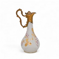 Carafă Art Nouveau pentru apă și vin | sticlă pictată și metal patinat | Franța cca.1905 Carafă Art Nouveau pentru apă și vin | sticlă pictată și metal patinat | Franța cca.1905
