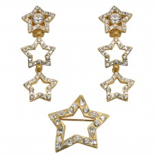 Set de bijuterii vintage Yves Saint Laurent  | oțel placat cu aur galben & cristale Swarovski | Franța anii '80  Set de bijuterii vintage Yves Saint Laurent  | oțel placat cu aur galben & cristale Swarovski | Franța anii '80
