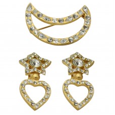 Demi-parure de bijuterii Yves Saint  Laurent compus din cercei și broșă | Moon & Stars | Franța anii '80 Demi-parure de bijuterii Yves Saint  Laurent compus din cercei și broșă | Moon & Stars | Franța anii '80
