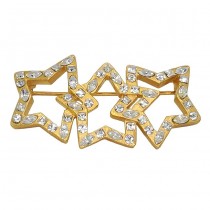 Broșă vintage Yves Saint Laurent | Stars | oțel placat cu aur galben & cristale | New Old Stock | Franța anii '80 