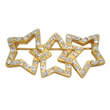 Broșă vintage Yves Saint Laurent | Stars | oțel placat cu aur galben & cristale | New Old Stock | Franța anii '80  Broșă vintage Yves Saint Laurent | Stars | oțel placat cu aur galben & cristale | New Old Stock | Franța anii '80