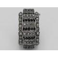 Remarcabilă brățară bangle Art Deco din argint incrustat cu marcasite | British Raj cca.1930