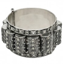 Remarcabilă brățară bangle Art Deco din argint incrustat cu marcasite | British Raj cca.1930