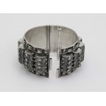 Remarcabilă brățară bangle Art Deco din argint incrustat cu marcasite | British Raj cca.1930