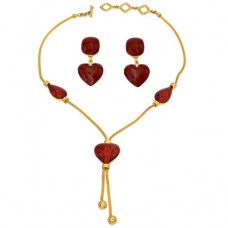 Demi-parure Yves Saint Laurent compus din cercei și colier Valentines | Franța cca. 1985 Demi-parure Yves Saint Laurent compus din cercei și colier Valentines | Franța cca. 1985