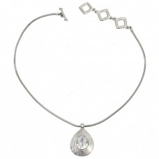 Colier Yves Saint Laurent cu pandant statement Teardrop | metal placat cu rodiu & cristal rhinestone | Franța cca.1985 Colier Yves Saint Laurent cu pandant statement Teardrop | metal placat cu rodiu & cristal rhinestone | Franța cca.1985