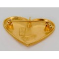 Broșă - pandant statement Yves Saint Laurent | Valentine's |  metal placat cu aur | Made in France 80's