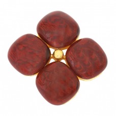 Broșă Yves Saint Laurent | Marbled Burgundy | Franța anii '80  Broșă Yves Saint Laurent | Marbled Burgundy | Franța anii '80