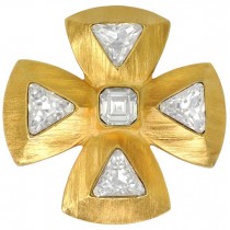 Broșă - pandant  Yves Saint Laurent | Cruce Malteză | metal placat cu aur & cristale Swarovski