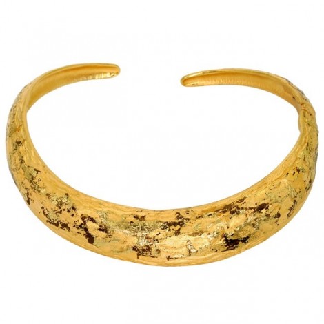 Colier choker Yves Saint Laurent | metal placat cu aur & texturat | Made in France cca.1985