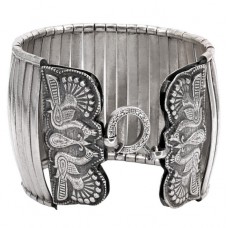 Brățară etnică indiană bazuband manufacturată în argint | Mayura | Rajasthan cca.1960 Brățară etnică indiană bazuband manufacturată în argint | Mayura | Rajasthan cca.1960