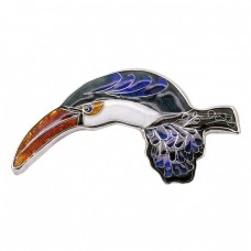 Broșă Tucan din argint și email | manufactură Art Studio Jewelry | semnată TM | Statele Unite cca.1980  Broșă Tucan din argint și email | manufactură Art Studio Jewelry | semnată TM | Statele Unite cca.1980