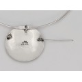 Colier choker din argint accesorizat cu broșă -pandant modernist mexican | intarsie cu turcoaz natural | cca.1990