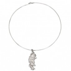 Colier choker din argint cu inedit pandant statement brutalist de perioadă mid-century  Colier choker din argint cu inedit pandant statement brutalist de perioadă mid-century