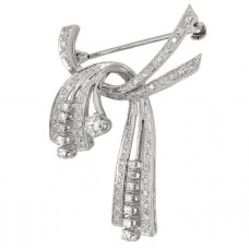 Broșă Art Deco din aur alb 18k decorată cu diamante naturale 0.68 CT | Italia cca.1945 Broșă Art Deco din aur alb 18k decorată cu diamante naturale 0.68 CT | Italia cca.1945