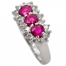 Inel vintage din aur alb 18k decorat cu diamante naturale 0.30 CT și safire roz naturale  0.50 CT Inel vintage din aur alb 18k decorat cu diamante naturale 0.30 CT și safire roz naturale  0.50 CT