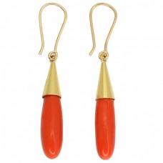 Vechi cercei din aur 18k decorați cu anturaje de coral natural | Italia cca. 1900 - 1930 Vechi cercei din aur 18k decorați cu anturaje de coral natural | Italia cca. 1900 - 1930