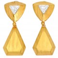 Cercei retro Yves Saint Laurent | metal placat cu aur & cristale rhinestones fantasy cut | Made in France 80s