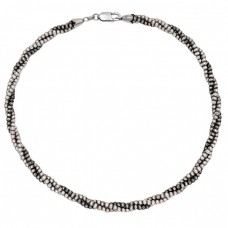 Colier statement retromodernist multi-strand din argint cu accente patinate | model unisex | cca.1990 Colier statement retromodernist multi-strand din argint cu accente patinate | model unisex | cca.1990