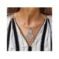 Colier choker accesorizat cu amuletă cruce coptă etiopiană din argint 