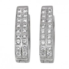 Cercei statement moderniști din aur alb 18k incrustați cu anturaje de cubic zirconia | cca. 1990 Italia Cercei statement moderniști din aur alb 18k incrustați cu anturaje de cubic zirconia | cca. 1990 Italia
