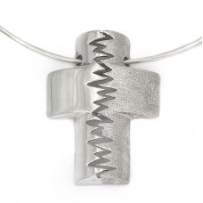 Choker din argint cu pandant statement cruce modernistă | designer Paolo Brunicardi pentru FKS | anii 2010 Choker din argint cu pandant statement cruce modernistă | designer Paolo Brunicardi pentru FKS | anii 2010