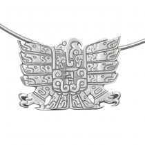 Colier choker accesorizat cu pandant statement Inca Revival din argint  | Statele Unite  preloved cca.1990  - 2000