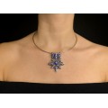 Choker accesorizat cu o veche amuletă berberă Boghdad din argint emailat | Maroc - Ida Ou Semlal