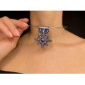 Choker accesorizat cu o veche amuletă berberă Boghdad din argint emailat | Maroc - Ida Ou Semlal