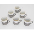 Garnitură neorococo de cești demitasse din argint și porțelan bavarez pentru servirea cafelei | atelier Rinno Greggio | cca. 1950 - 1960