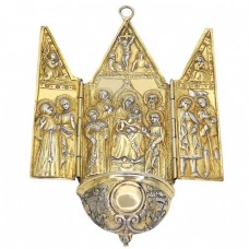 Vechi aspersorium cu icoană triptic din argint aurit | atelier J.D. Schleissner & Sohne | Hanau cca.1900 Vechi aspersorium cu icoană triptic din argint aurit | atelier J.D. Schleissner & Sohne | Hanau cca.1900