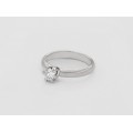 Inel vintage de logodnă solitaire din aur alb 18k decorat cu un diamant natural 0.43 CT