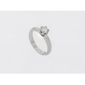 Inel vintage de logodnă solitaire din aur alb 18k decorat cu un diamant natural 0.43 CT