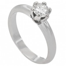 Inel vintage de logodnă solitaire din aur alb 18k decorat cu un diamant natural 0.43 CT Inel vintage de logodnă solitaire din aur alb 18k decorat cu un diamant natural 0.43 CT