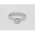 Inel vintage de logodnă solitaire din aur alb 18k decorat cu un diamant natural 0.43 CT