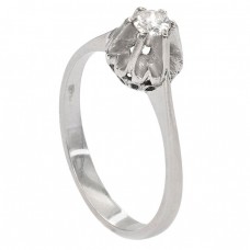 Inel vintage de logodnă din aur alb 18k decorat cu un diamant natural 0.20 CT Inel vintage de logodnă din aur alb 18k decorat cu un diamant natural 0.20 CT