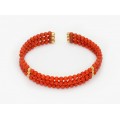 Brățară cuff din aur galben 18k și coral natural  de Sardinia 