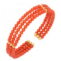 Brățară cuff din aur galben 18k și coral natural  de Sardinia 