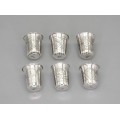 Set de 6 păhărele Kiddush din argint  pentru vodka | în etui de prezentare din piele naturală Rusia Imperială 1883 - 1896